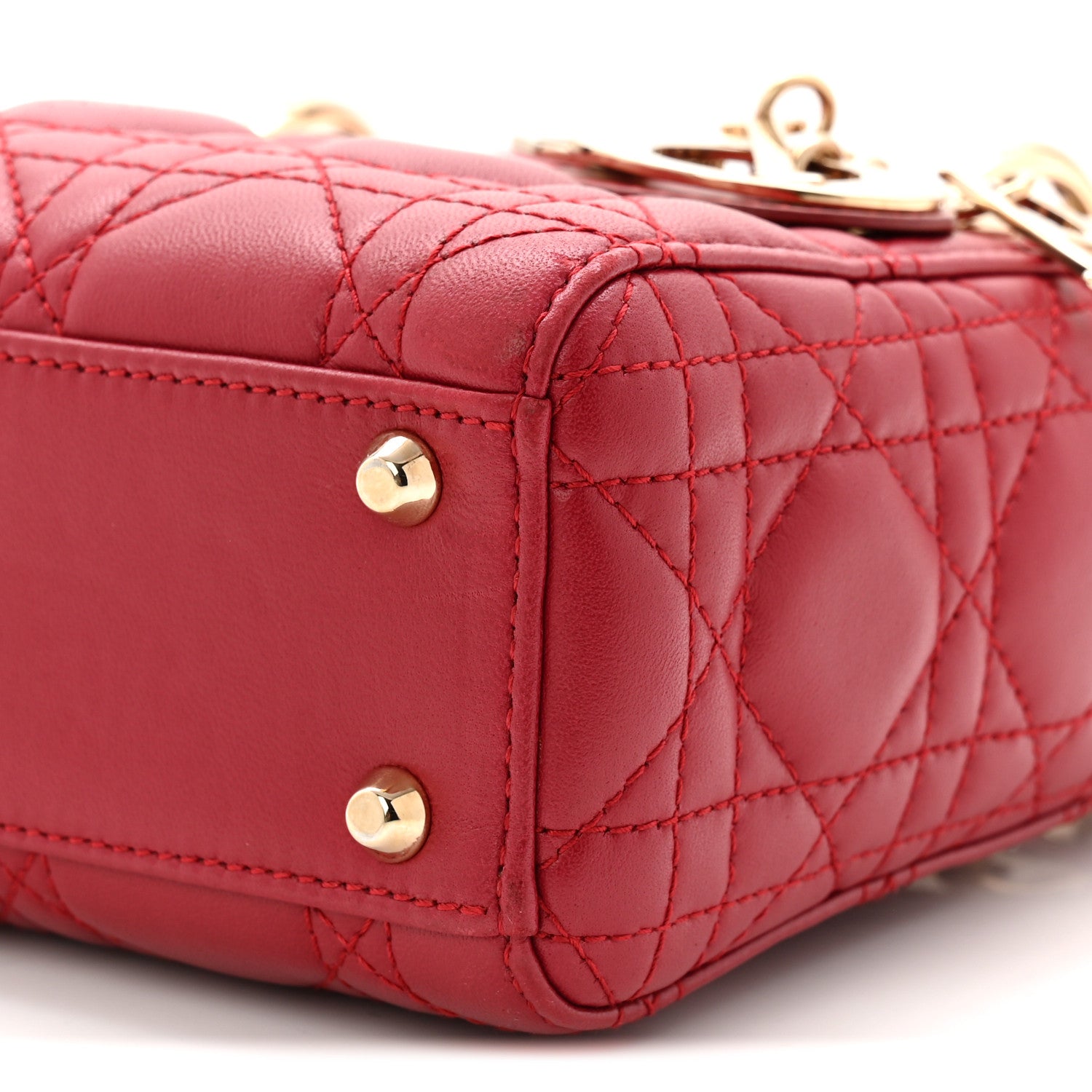 Christian Dior Lambskin Cannage Mini Lady Dior Red 10 of 11