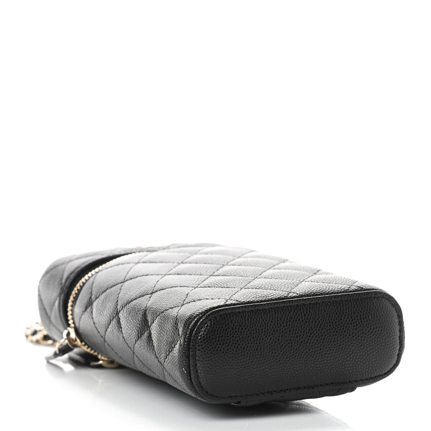 Caviar Quilted Phone Holder With Chain Black