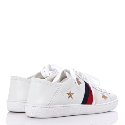 Gucci Calfskin Bee Star Embroidered Sylvie Web Ace Sneakers 39 White 4 of 9