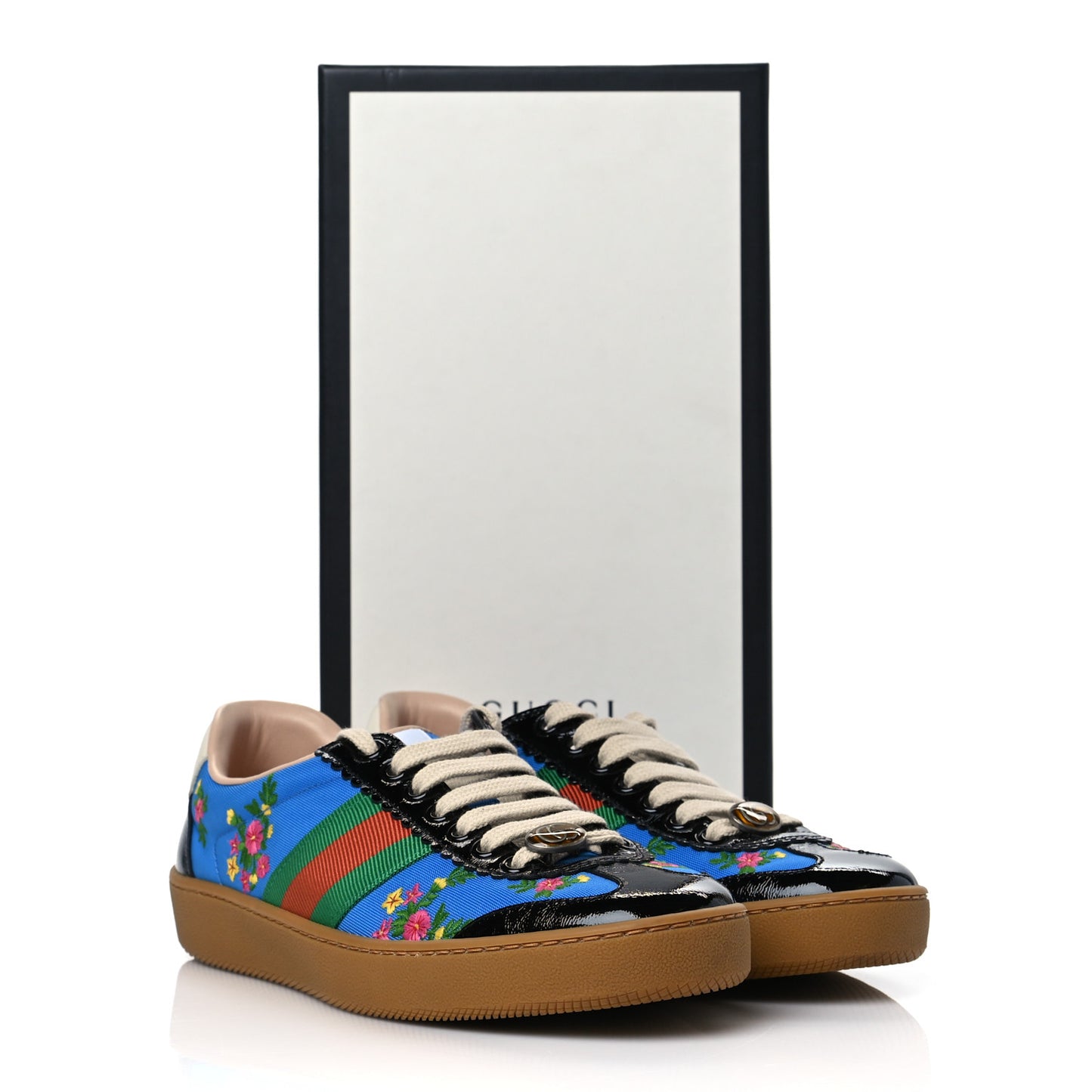 Nylon Suede Web Floral Womens G74 Sneakers 37 Black Bright Splash