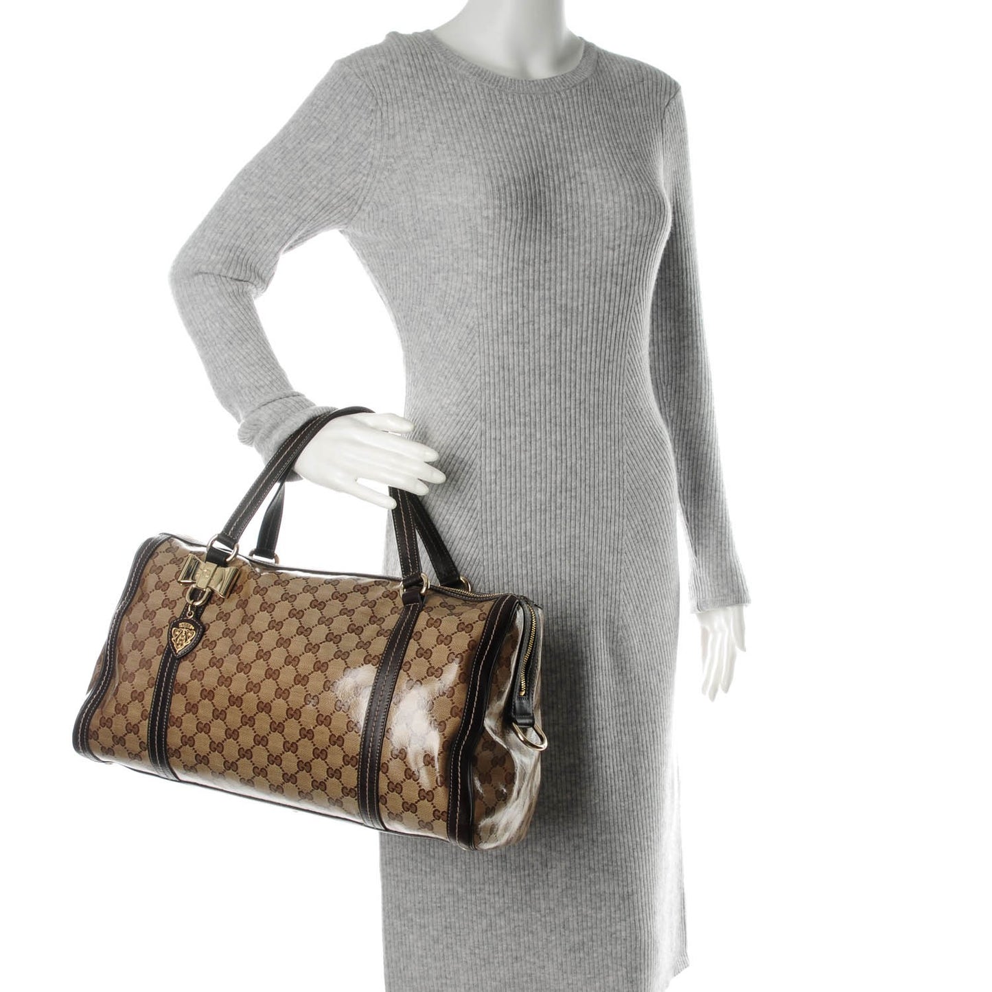 Crystal Monogram Medium Duchessa Boston Bag Brown