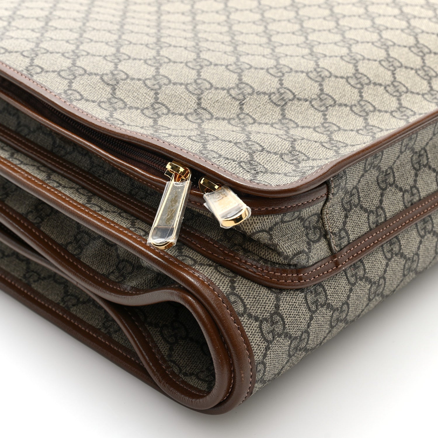 Gucci GG Supreme Monogram Azalea Calfskin Retro Interlocking G Hanger Garment Bag Beige Ebony Brown Sugar 7 of 8
