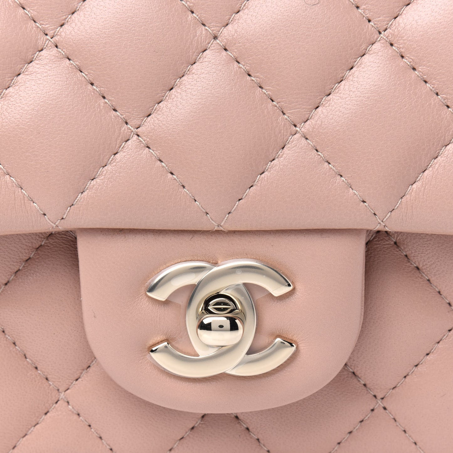 Lambskin Quilted Mini Rectangular Flap Beige