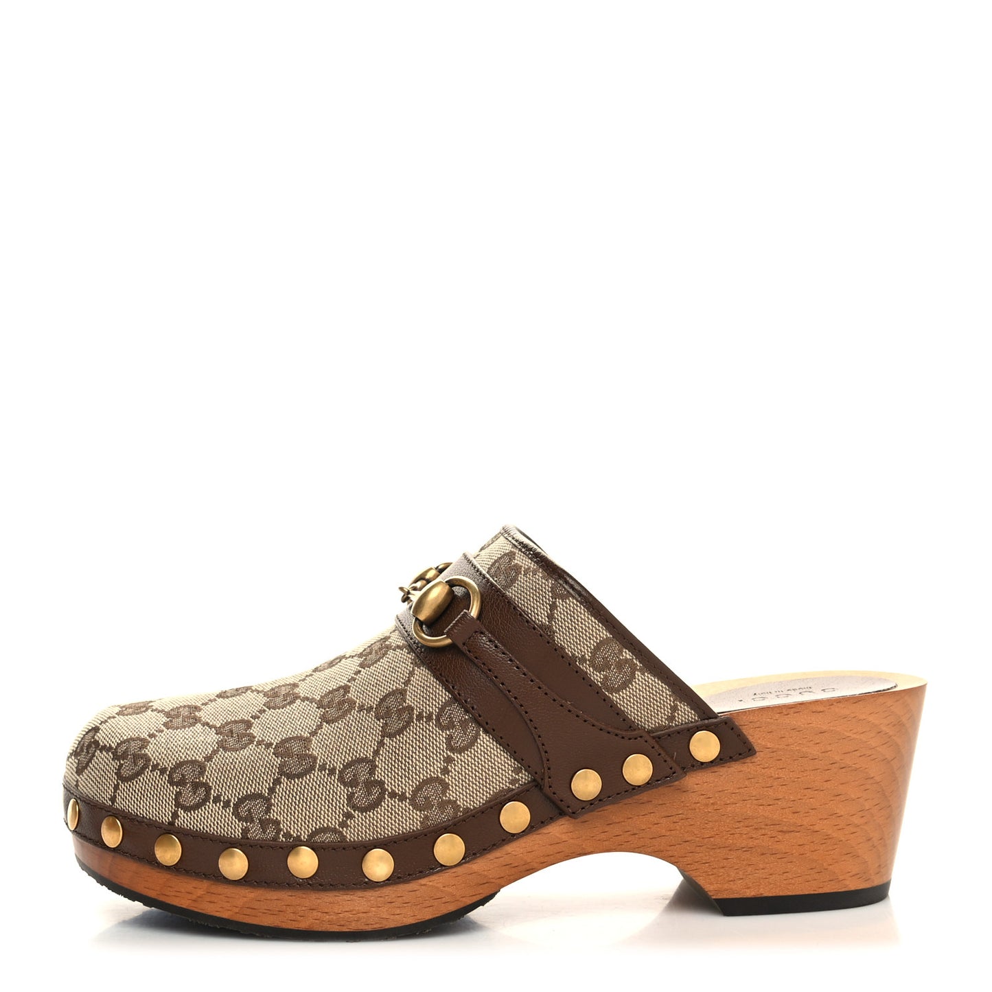Monogram Goatskin Horsebit Clog Mules 39 Beige Ebony Brown Sugar