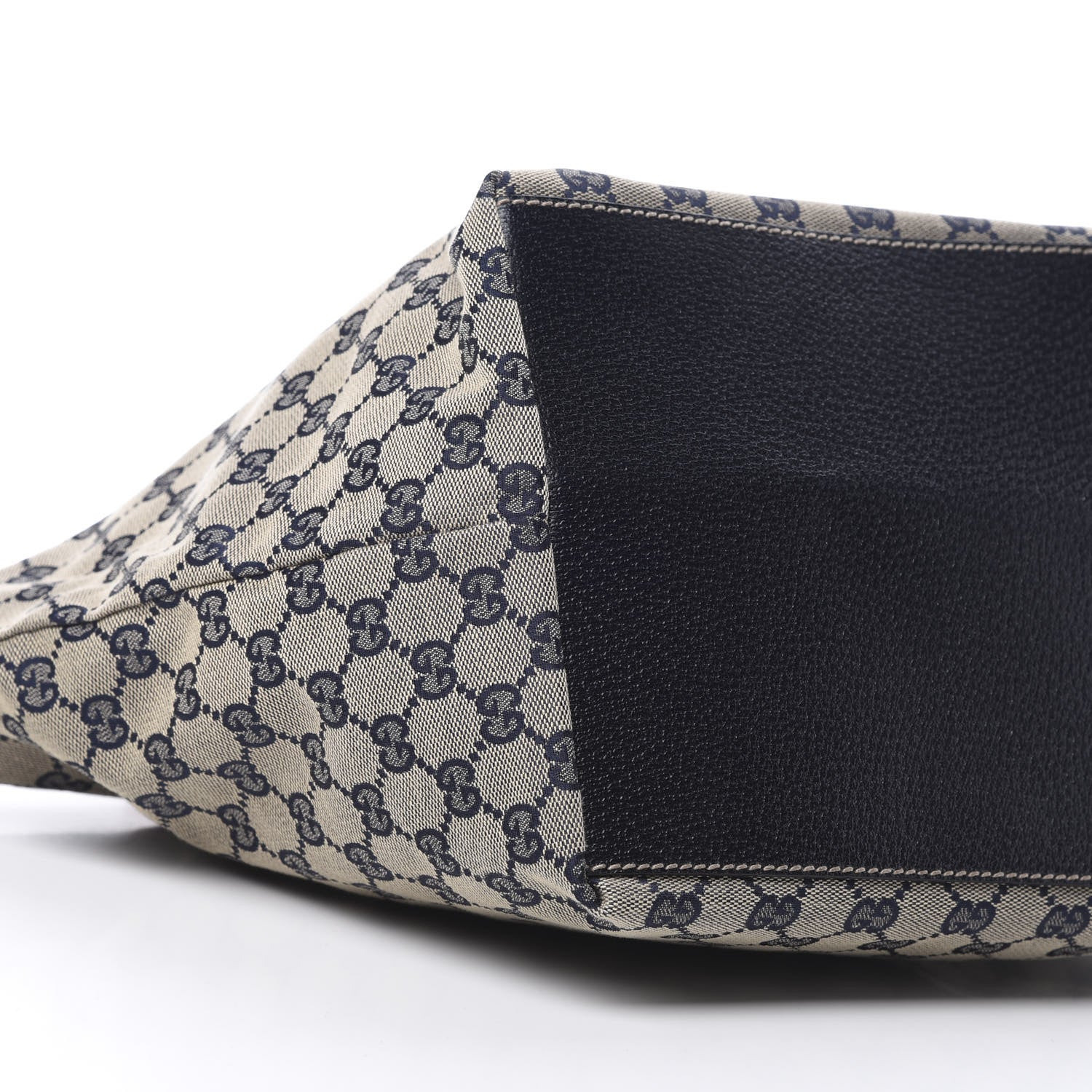 Gucci GG Monogram Medium Web Handle Bucket Tote Navy Blue 9 of 10