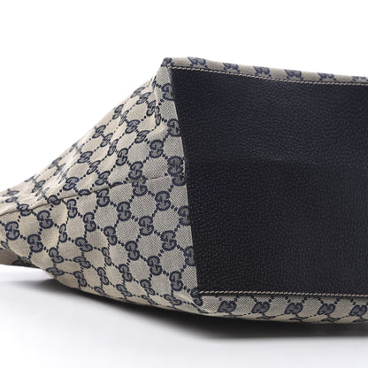 Gucci GG Monogram Medium Web Handle Bucket Tote Navy Blue 9 of 10