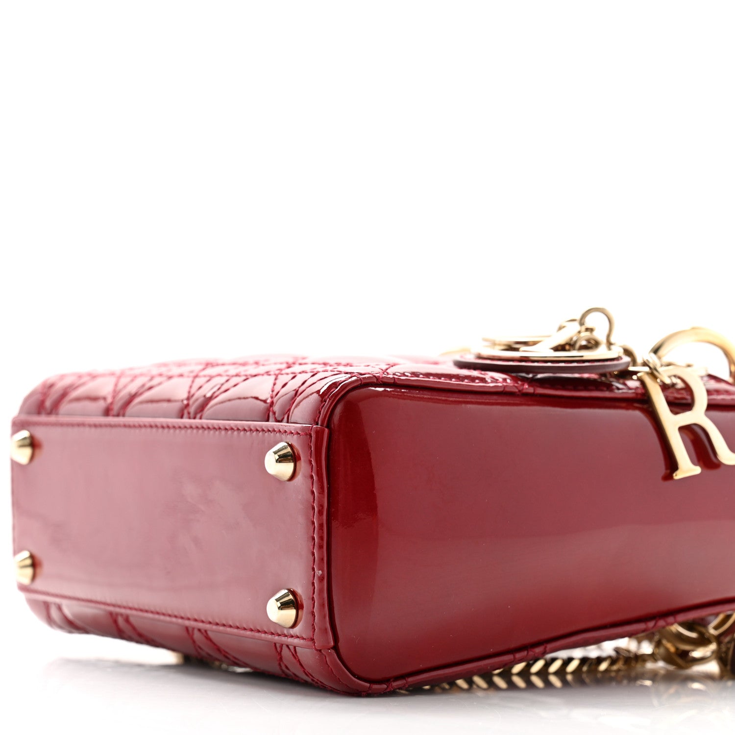 Christian Dior Patent Cannage Mini Lady Dior Red 9 of 10