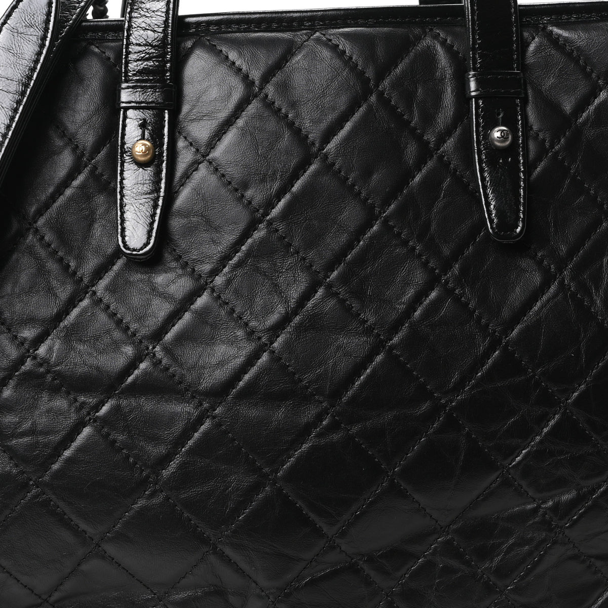 Calfskin Quilted Large Gabrielle Shopping Tote Black