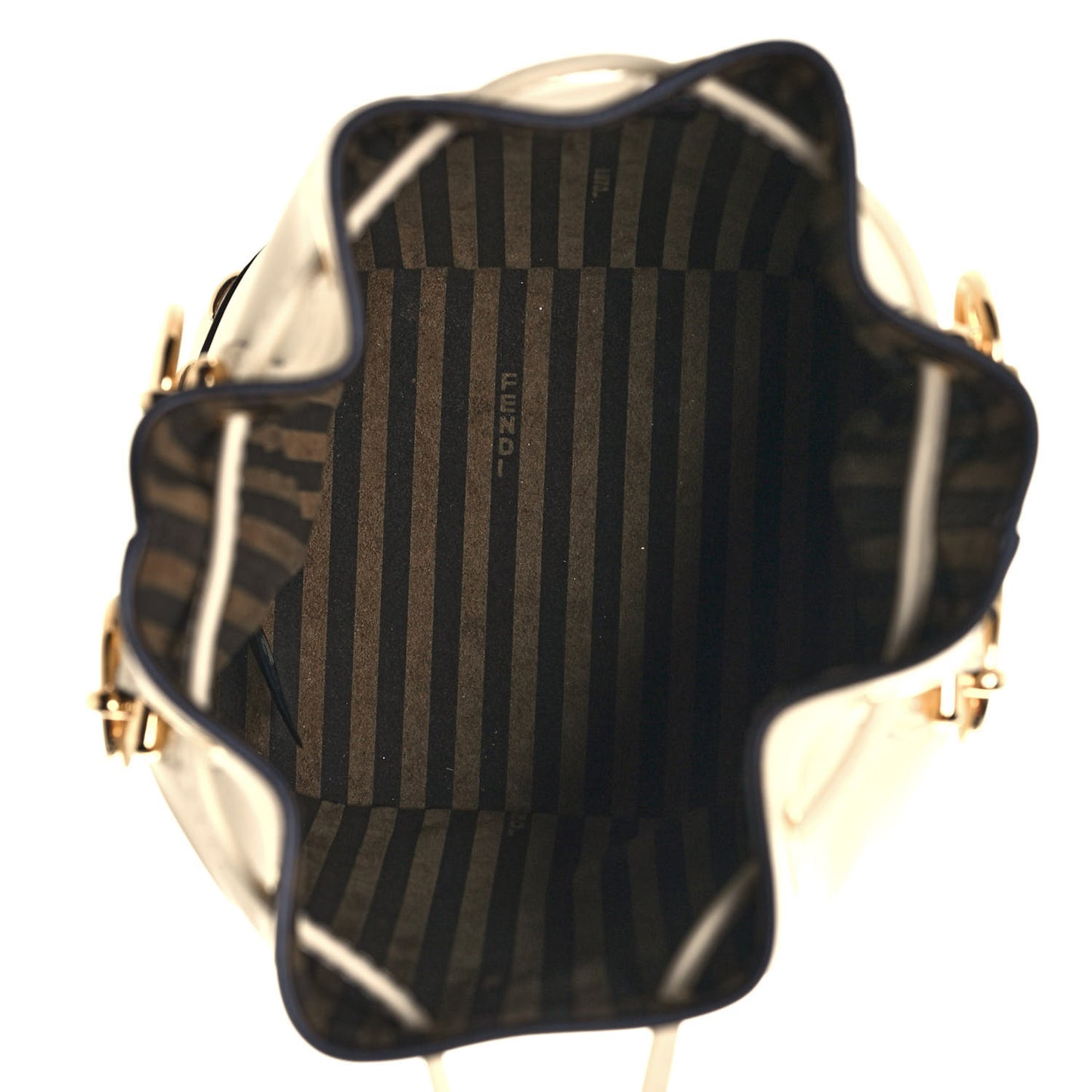 Vitello King F is Fendi Logo Debossed Metal Stitch Mini Mon Tresor Bucket Bag Pergamena