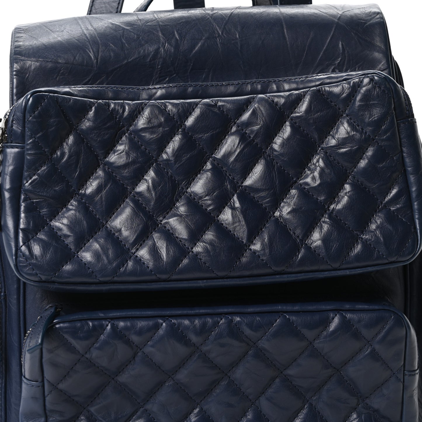 Aged Calfskin Quilted Medium Casual Rock Airlines Backpack Blue