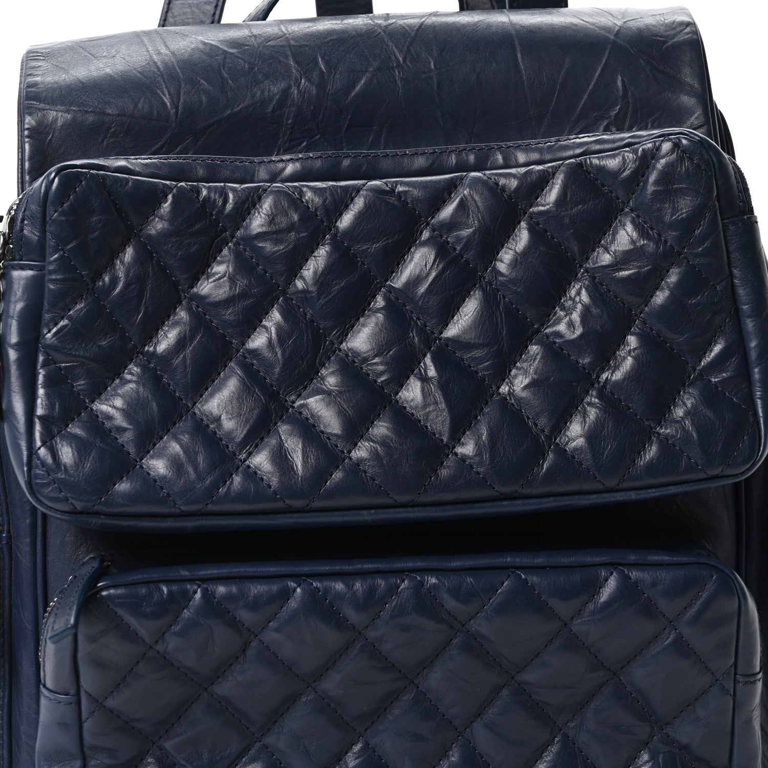 Chanel Aged Calfskin Quilted Medium Casual Rock Airlines Backpack Blue 8 of 10