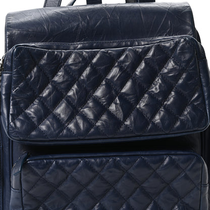 Chanel Aged Calfskin Quilted Medium Casual Rock Airlines Backpack Blue 8 of 10