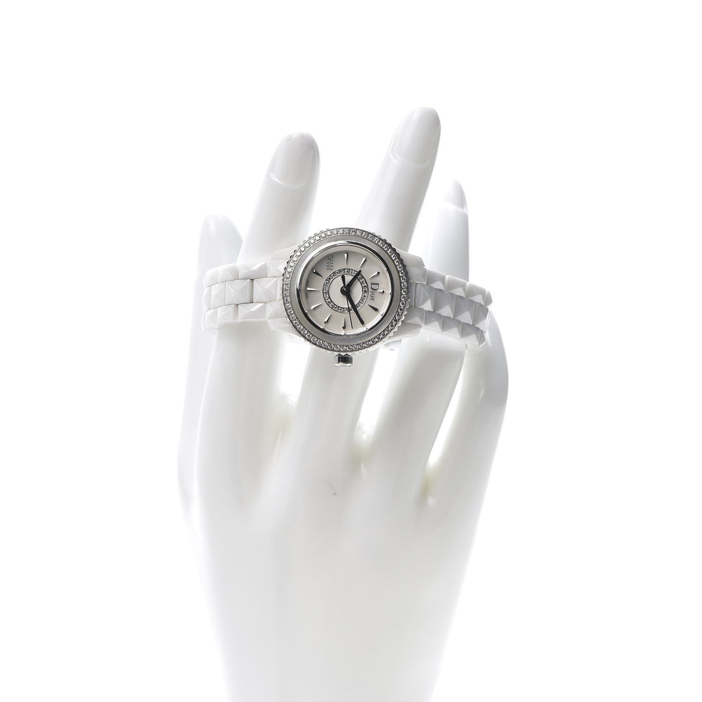 Stainless Steel Ceramic Diamond Bezel Mother of Pearl 28mm Dior VIII Quartz Watch White