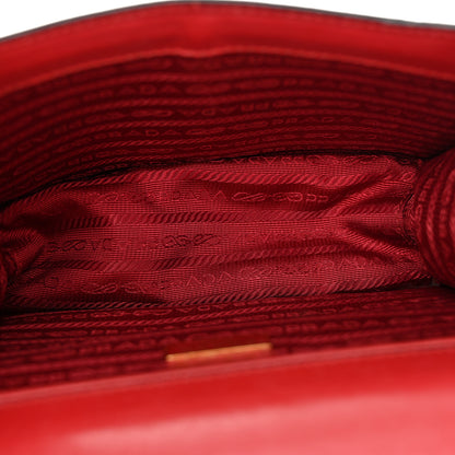 Prada Saffiano Turn Lock Chain Shoulder Bag Fuoco 5 of 18