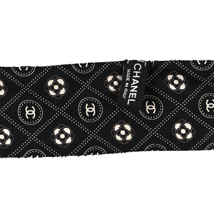 Chanel Silk CC Polka Dot Slim Bandeau Scarf Black Ecru 3 of 3