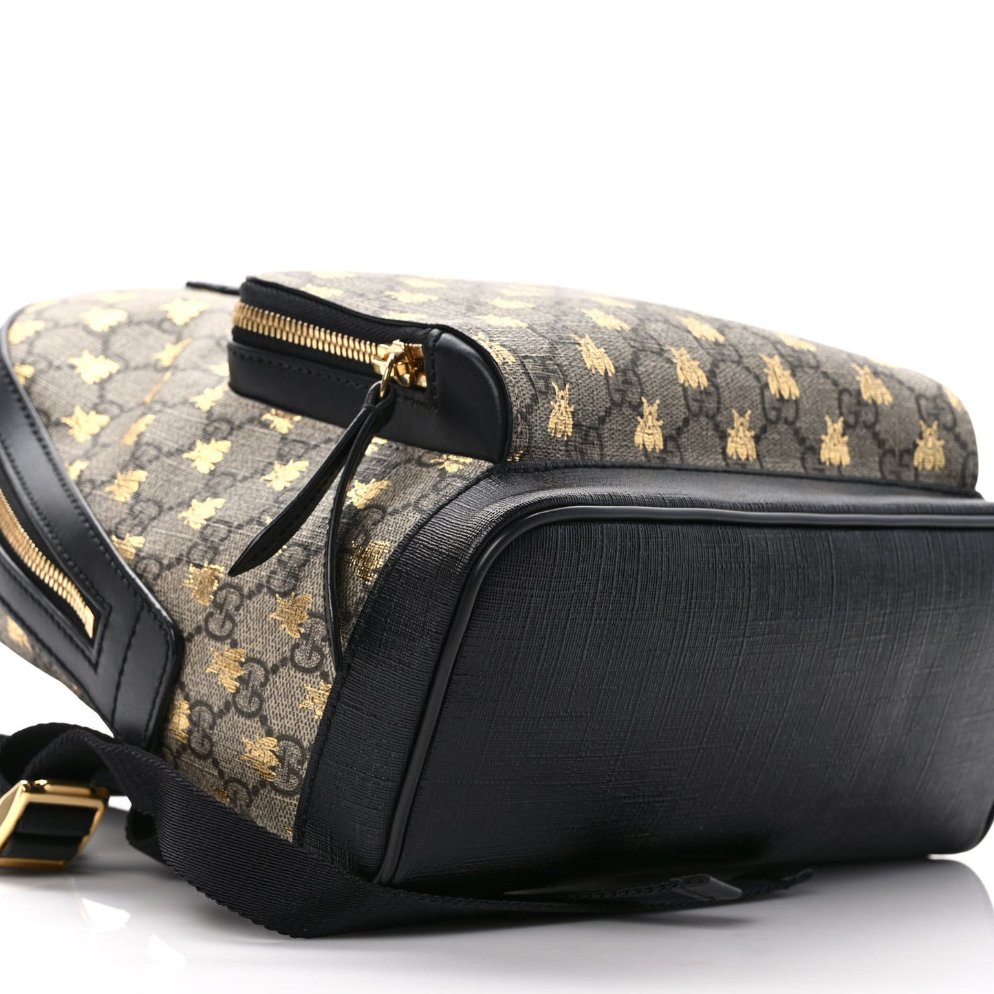 GG Supreme Monogram Bees Print Small Day Backpack Beige Oro Black