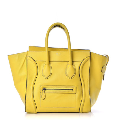 Celine Drummed Calfskin Mini Luggage Citron 1 of 26