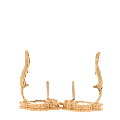 Van Cleef & Arpels 18K Yellow Gold Mother of Pearl Vintage Alhambra Earrings 3 of 5
