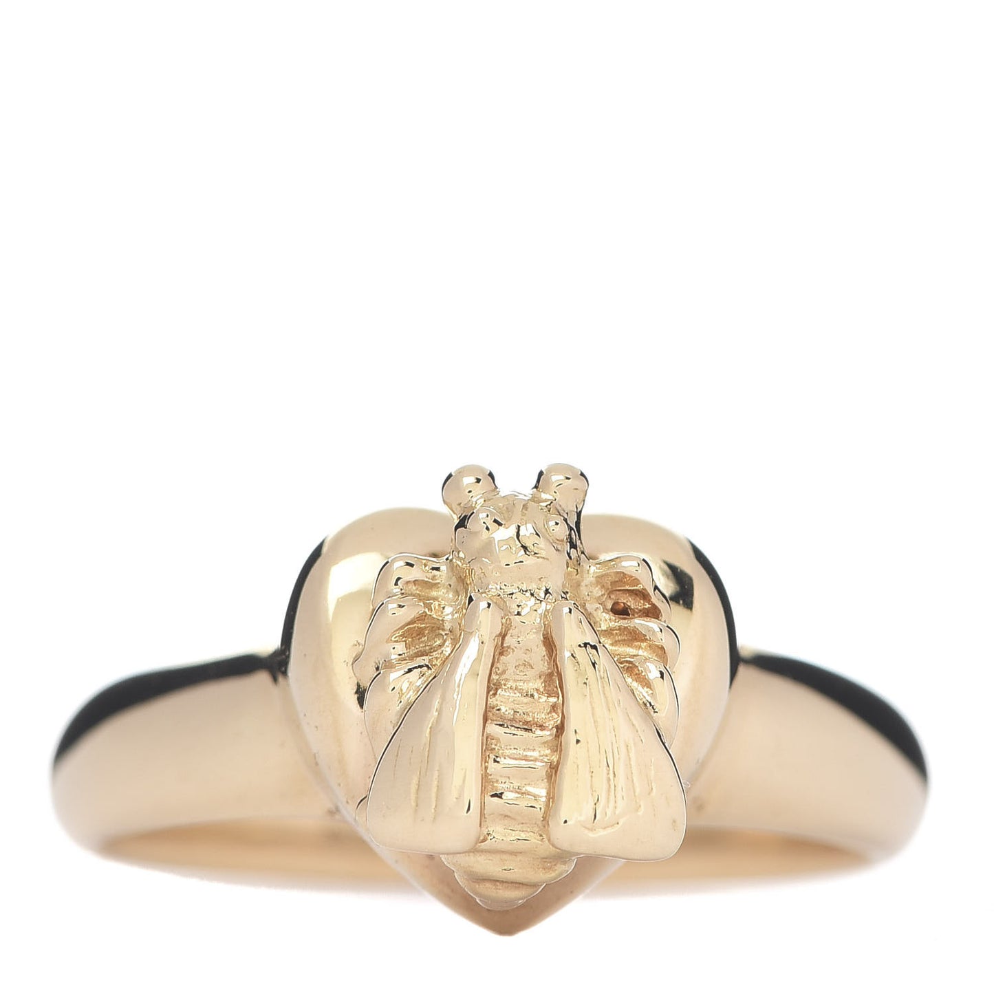 18K Yellow Gold Bee Heart Ring 54 6.75