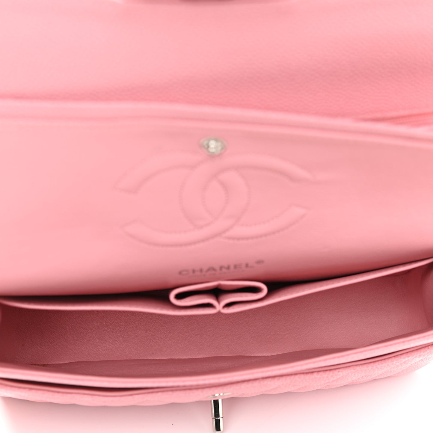 Caviar Quilted Medium Double Flap Light Pink