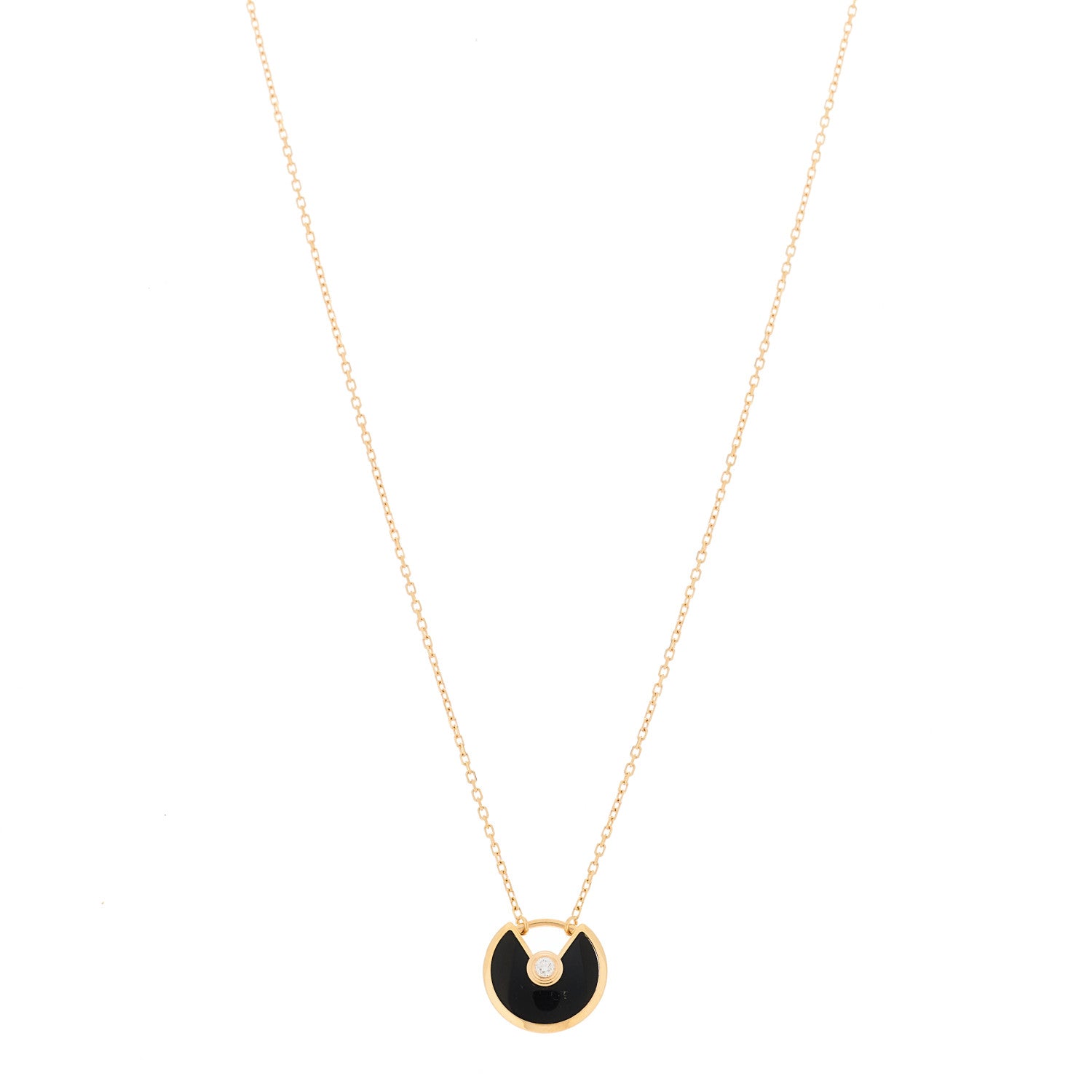 Cartier 18K Pink Gold Diamond Black Onyx XS Amulette de Cartier Pendant Necklace 1 of 5