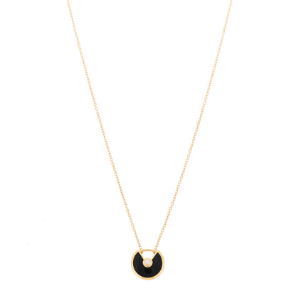 Cartier 18K Pink Gold Diamond Black Onyx XS Amulette de Cartier Pendant Necklace 1 of 5