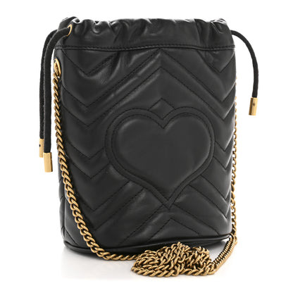 Gucci Calfskin Matelasse Mini GG Marmont 2.0 Bucket Bag Black 3 of 11