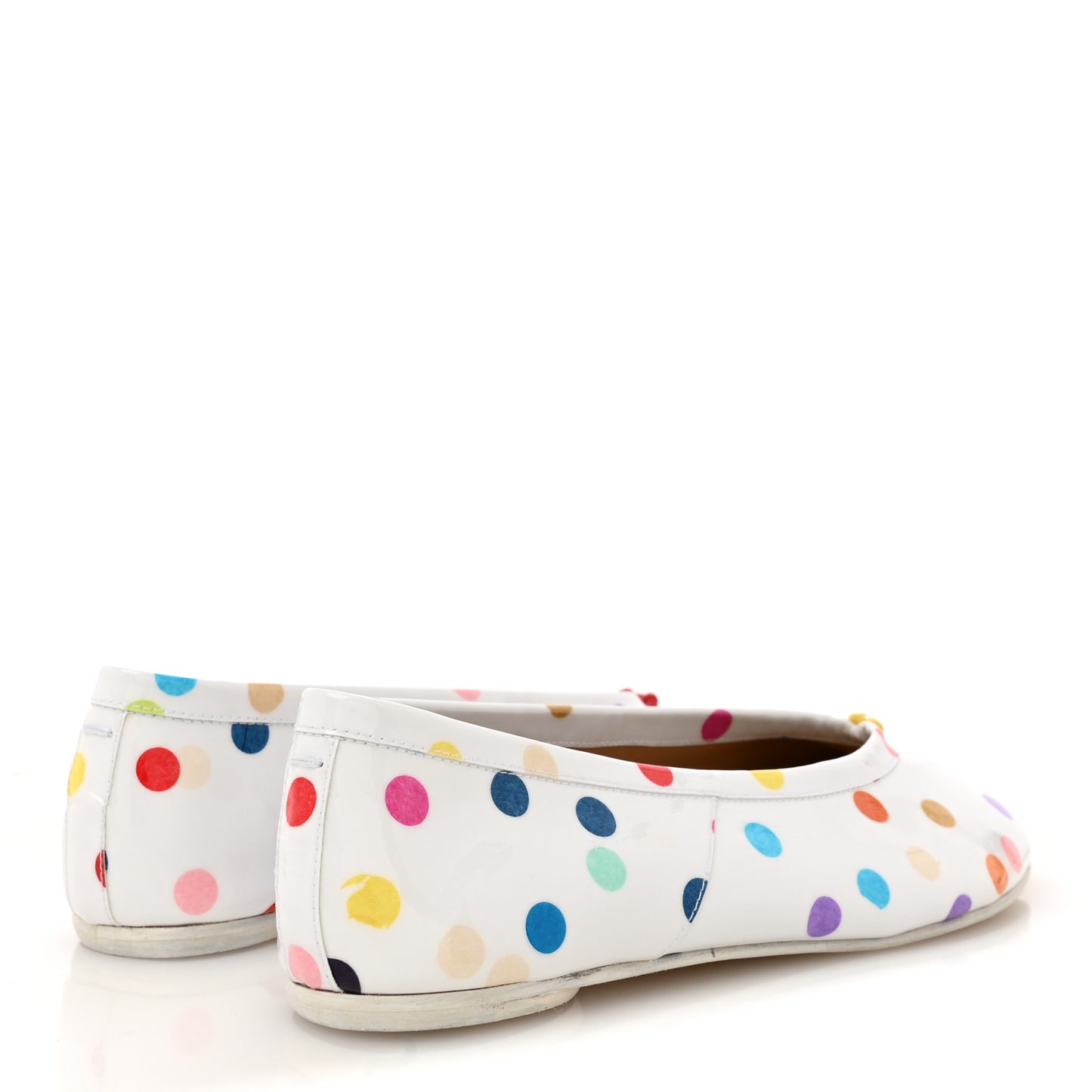 Coated Canvas Confetti Printed New Ballerina Flats 37 White Multicolor