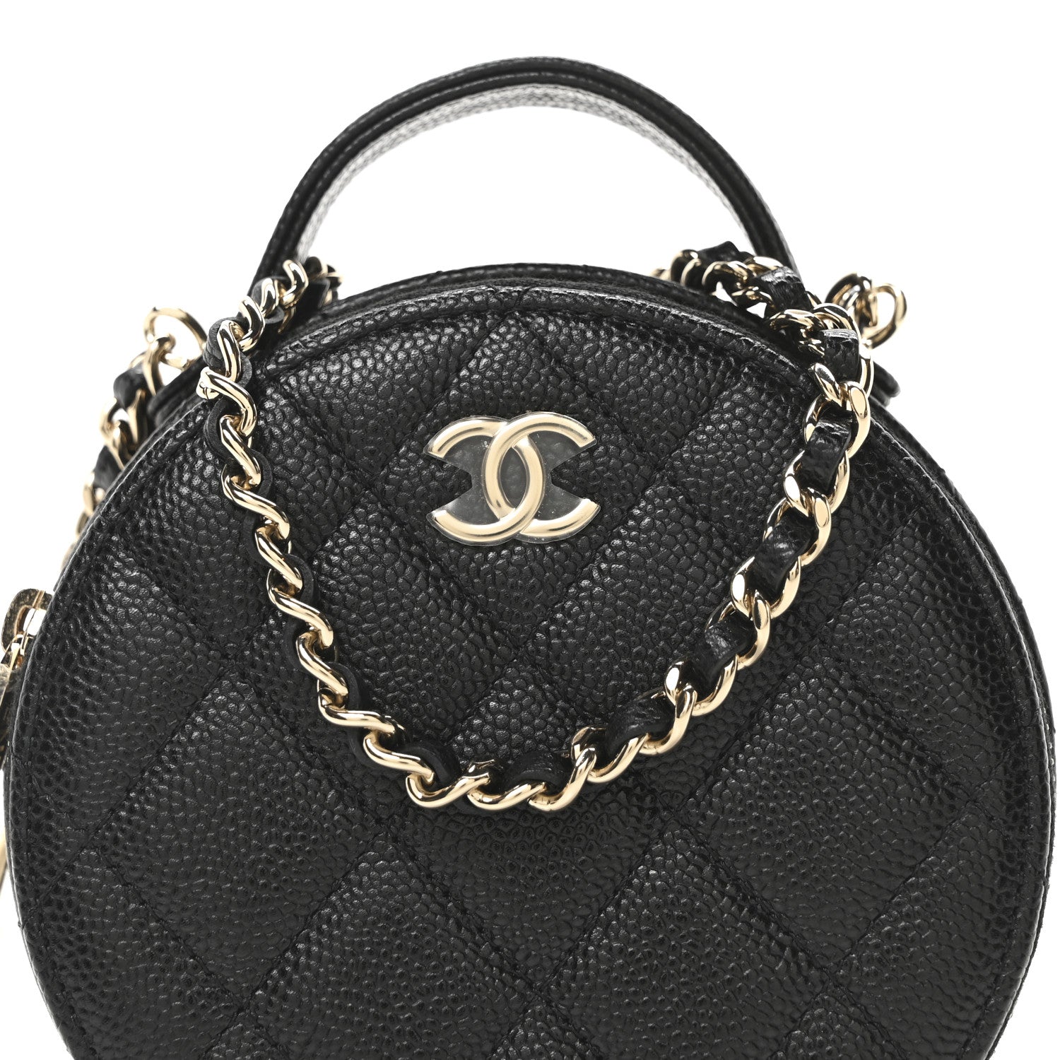 Chanel Caviar Quilted Round Handle With Care Vanity With Chain Black 7 of 9