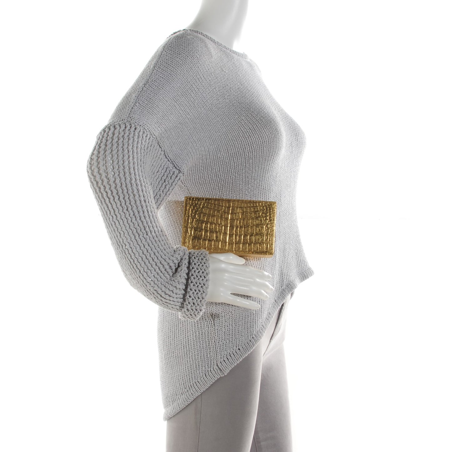 Crocodile Box Clutch Gold