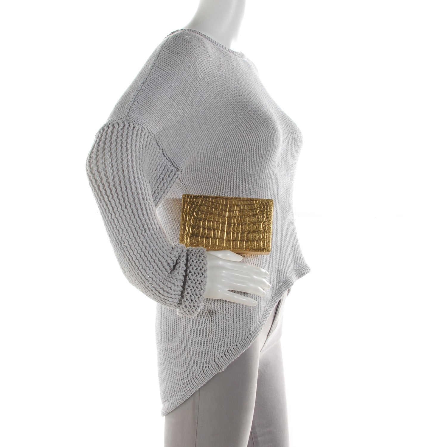 Nancy Gonzalez Crocodile Box Clutch Gold 3 of 10