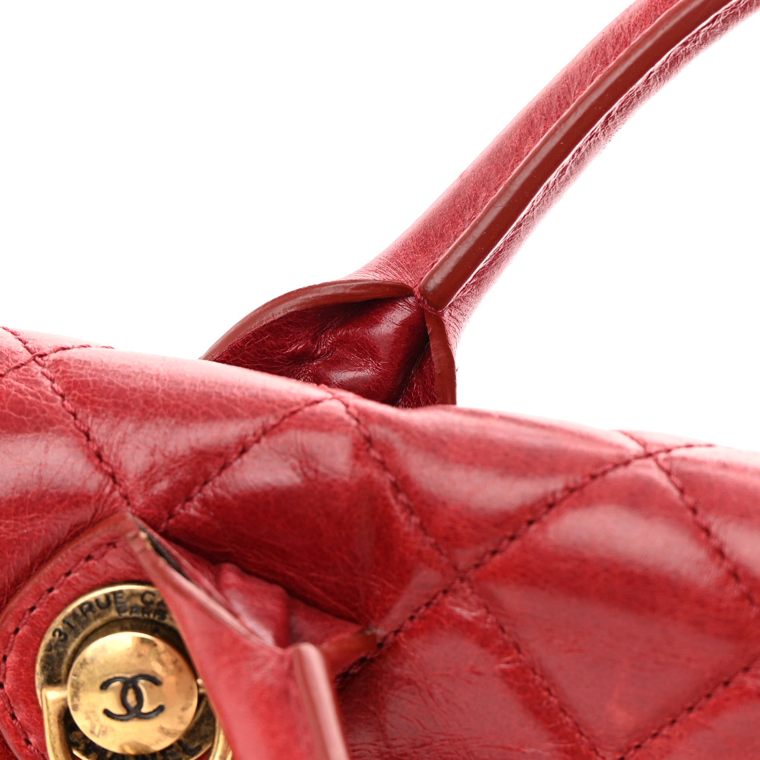 Chanel Glazed Calfskin Castle Rock Medium Flap Red 11 of 18