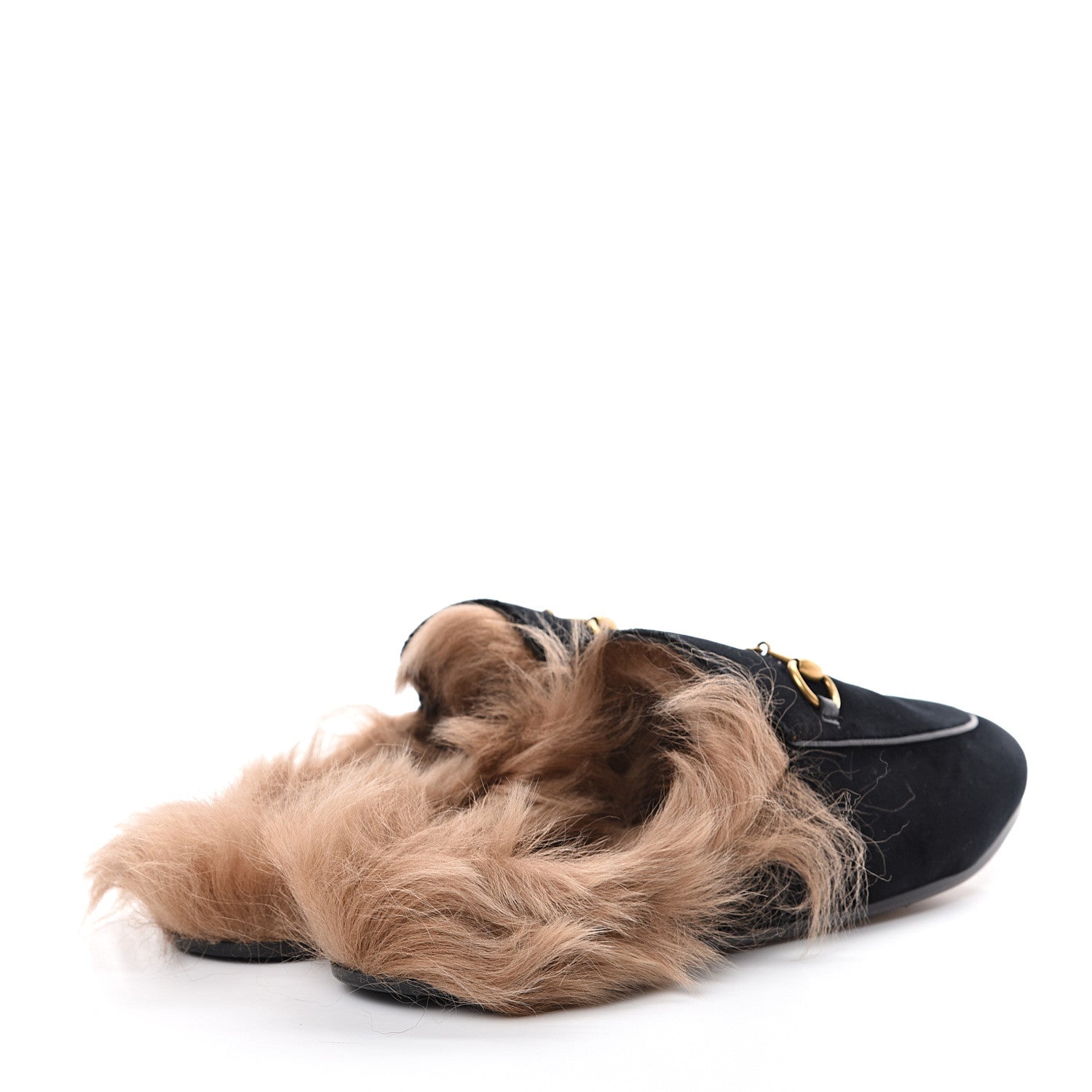 Gucci Velvet Fur Womens Princetown Slippers 39 Black 4 of 8