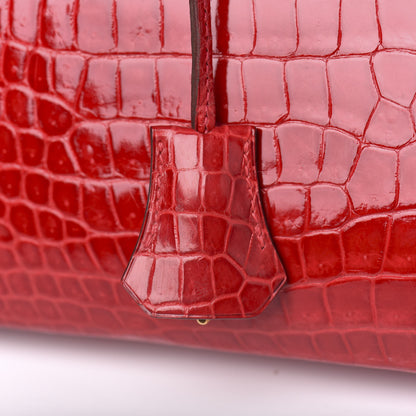 Hermes Shiny Porosus Crocodile Birkin 35 Braise 16 of 31