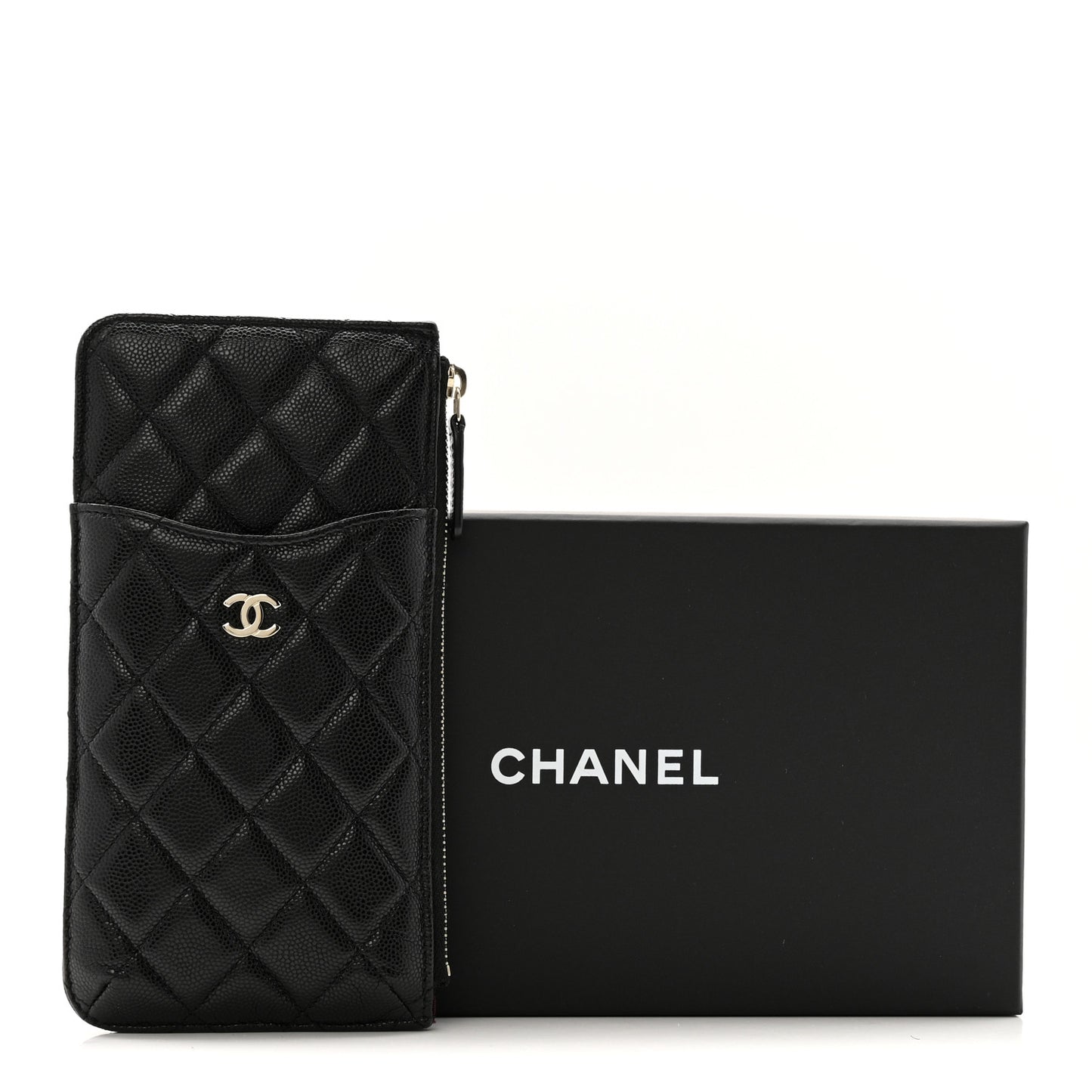 Caviar Quilted Classic iPhone Pouch Black