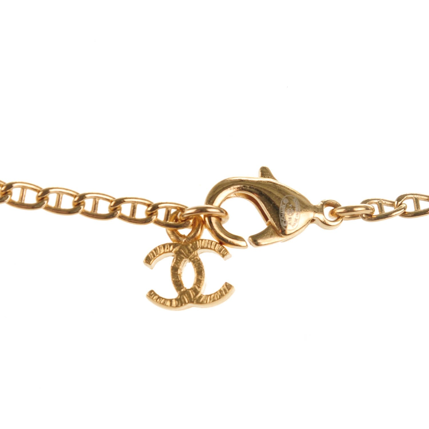 Chanel Crystal Bead CC Pendant Necklace Black Gold 3 of 4