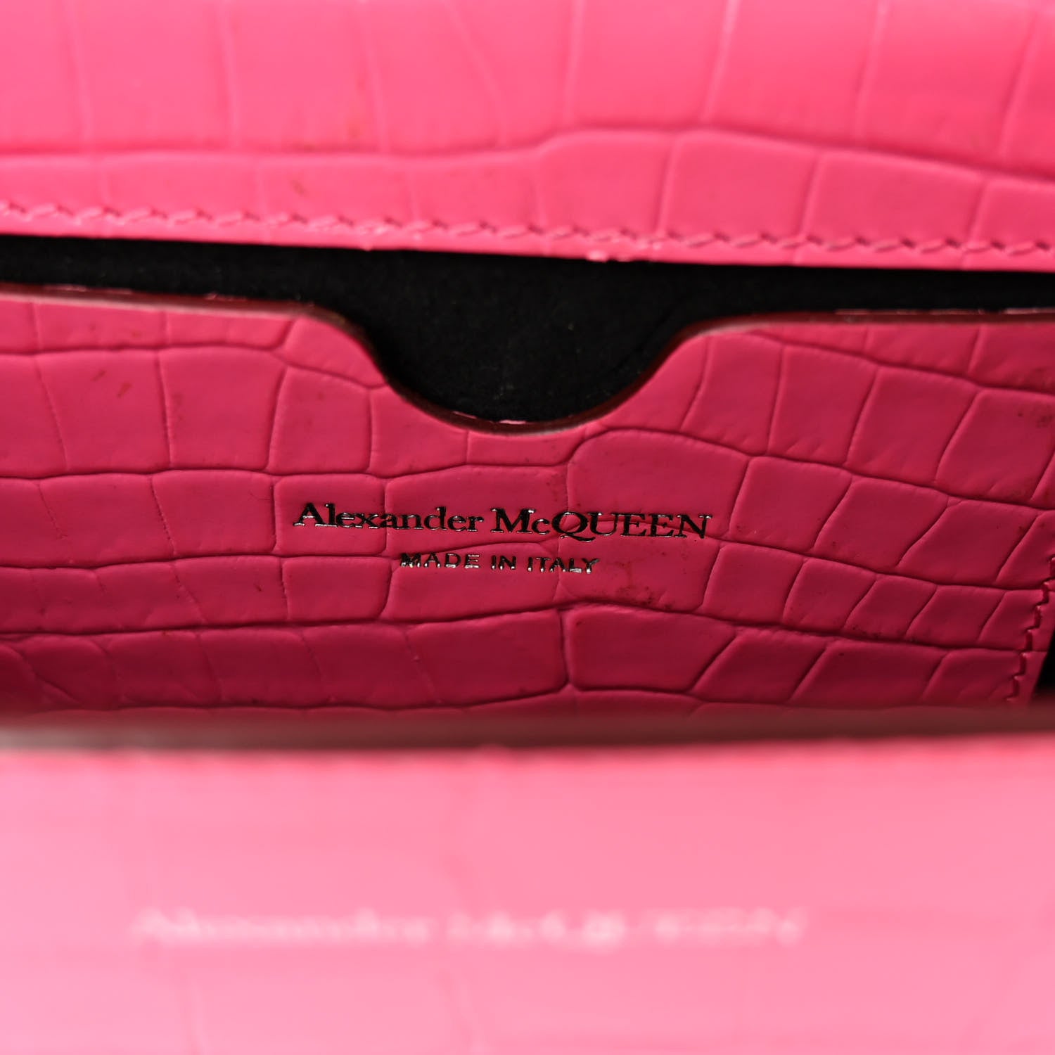 Alexander McQueen Calfskin Crocodile Embossed Knuckle Shoulder Bag Peony Pink 6 of 12