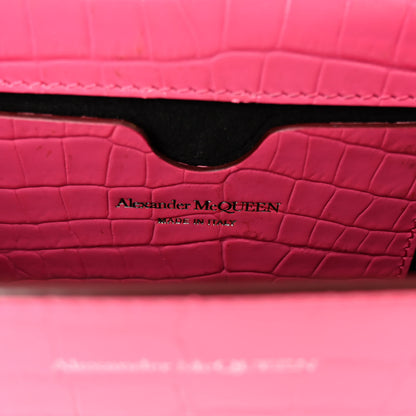 Alexander McQueen Calfskin Crocodile Embossed Knuckle Shoulder Bag Peony Pink 6 of 12