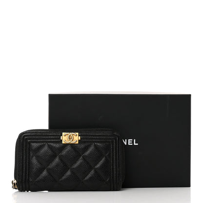 Chanel Caviar Quilted Small Boy Zip Around Wallet Black 9 of 9