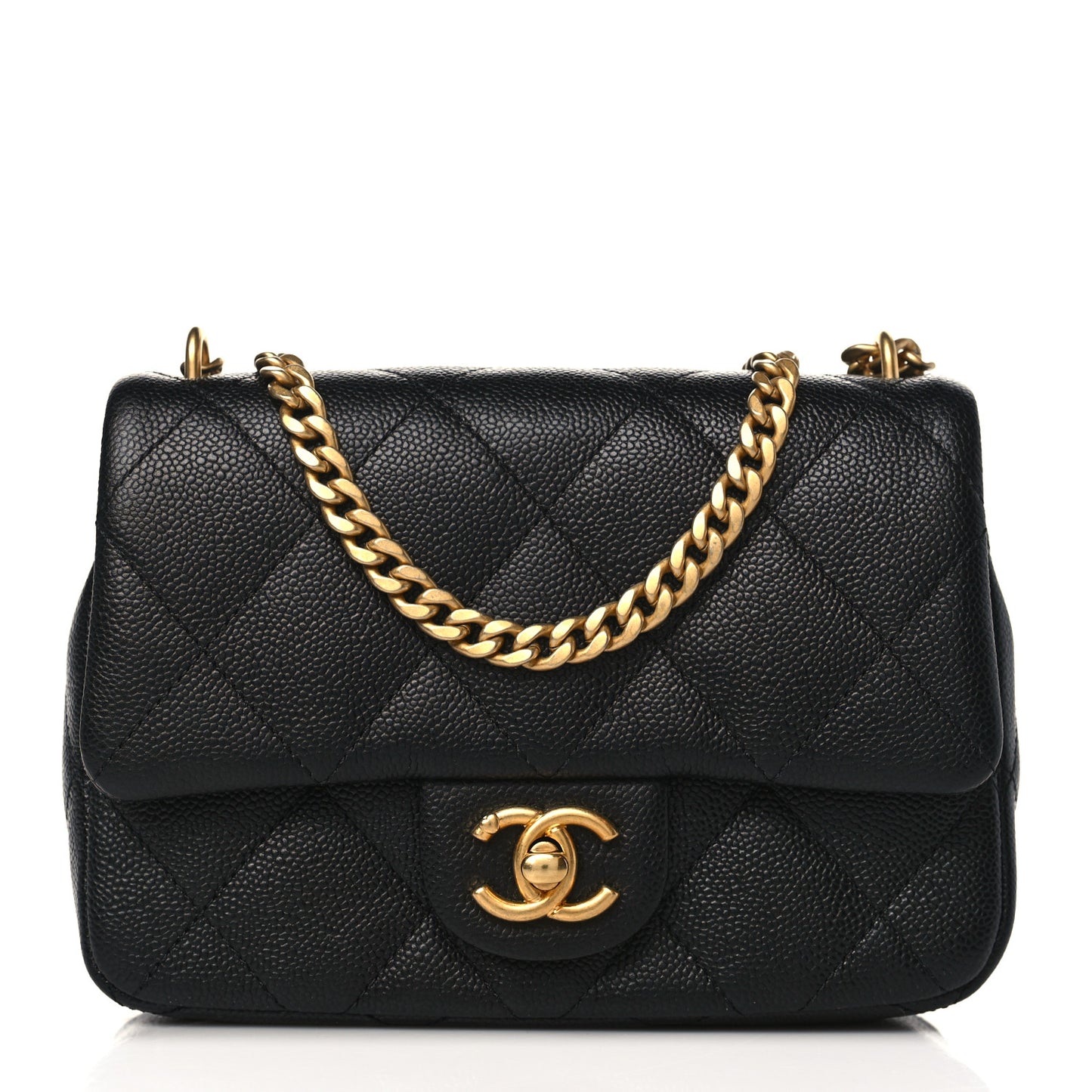 Caviar Quilted Mini Sweetheart Rectangular Flap Black