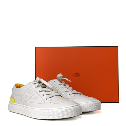 Hermes Calfskin Deep Sneakers 37 White Yellow 10 of 10
