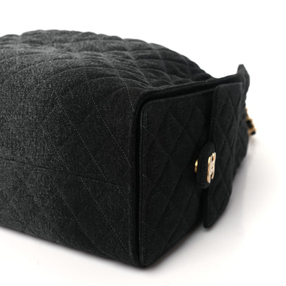 Chanel Washed Denim Quilted Medium Chanel 25 Handbag Black 11 of 11