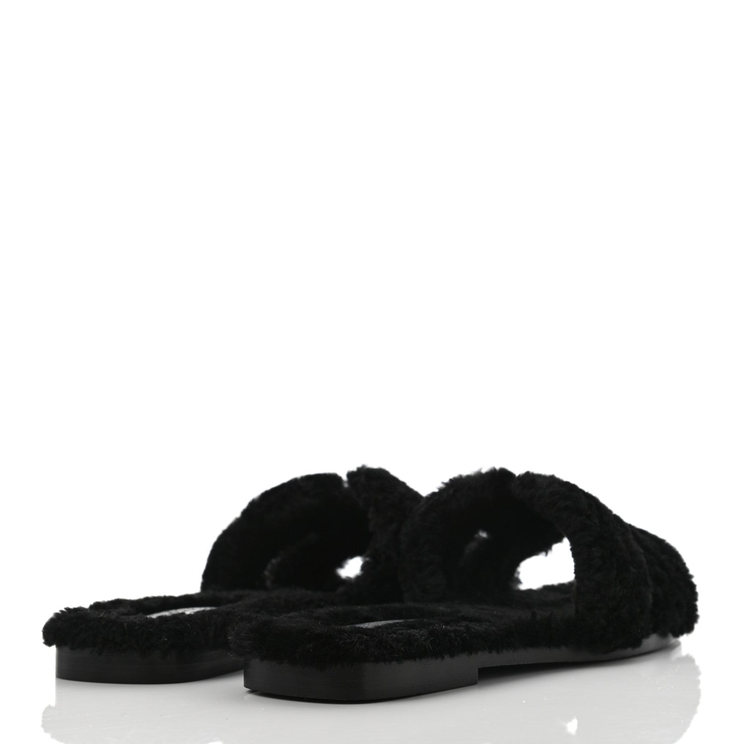 Hermes Woolskin Oran Sandals 38.5 Black 4 of 7