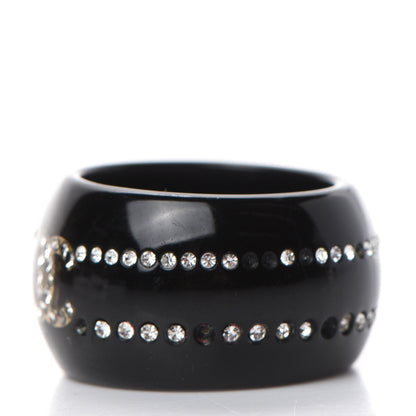 Chanel Resin Crystal CC Ring 6.5 Black 3 of 6