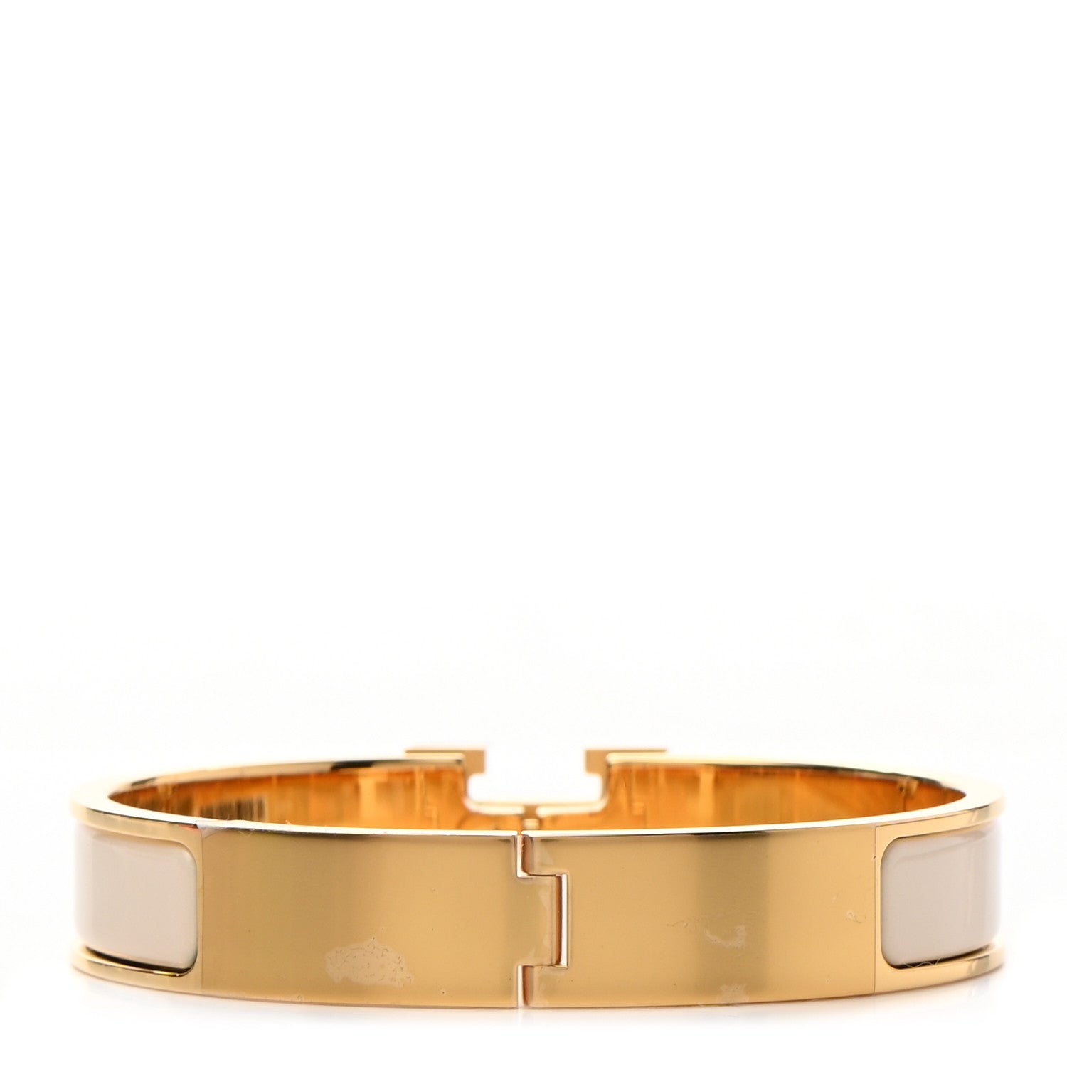 Hermes Enamel Narrow Clic Clac H Bracelet GM Creme 3 of 6