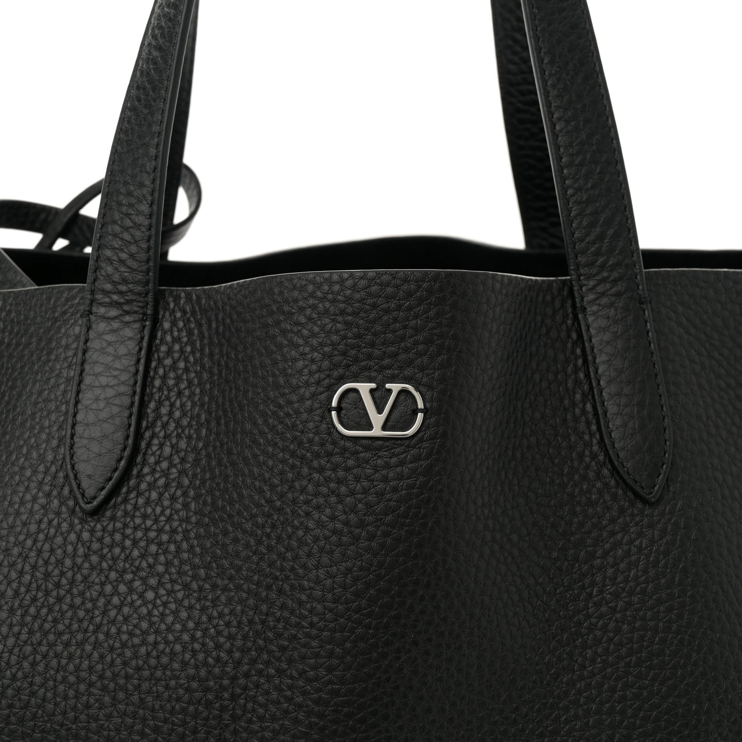 Grainy Calfskin Studded Medium Nellcote Shopping Tote Black