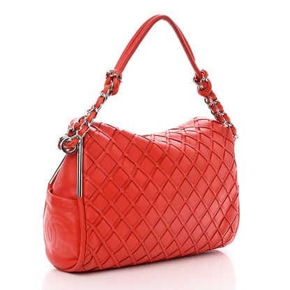 Chanel Lambskin Woven Medium Ultimate Soft Sombrero Hobo Red 4 of 11
