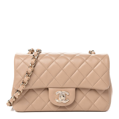 Chanel Lambskin Quilted Mini Rectangular Flap Dark Beige 1 of 11