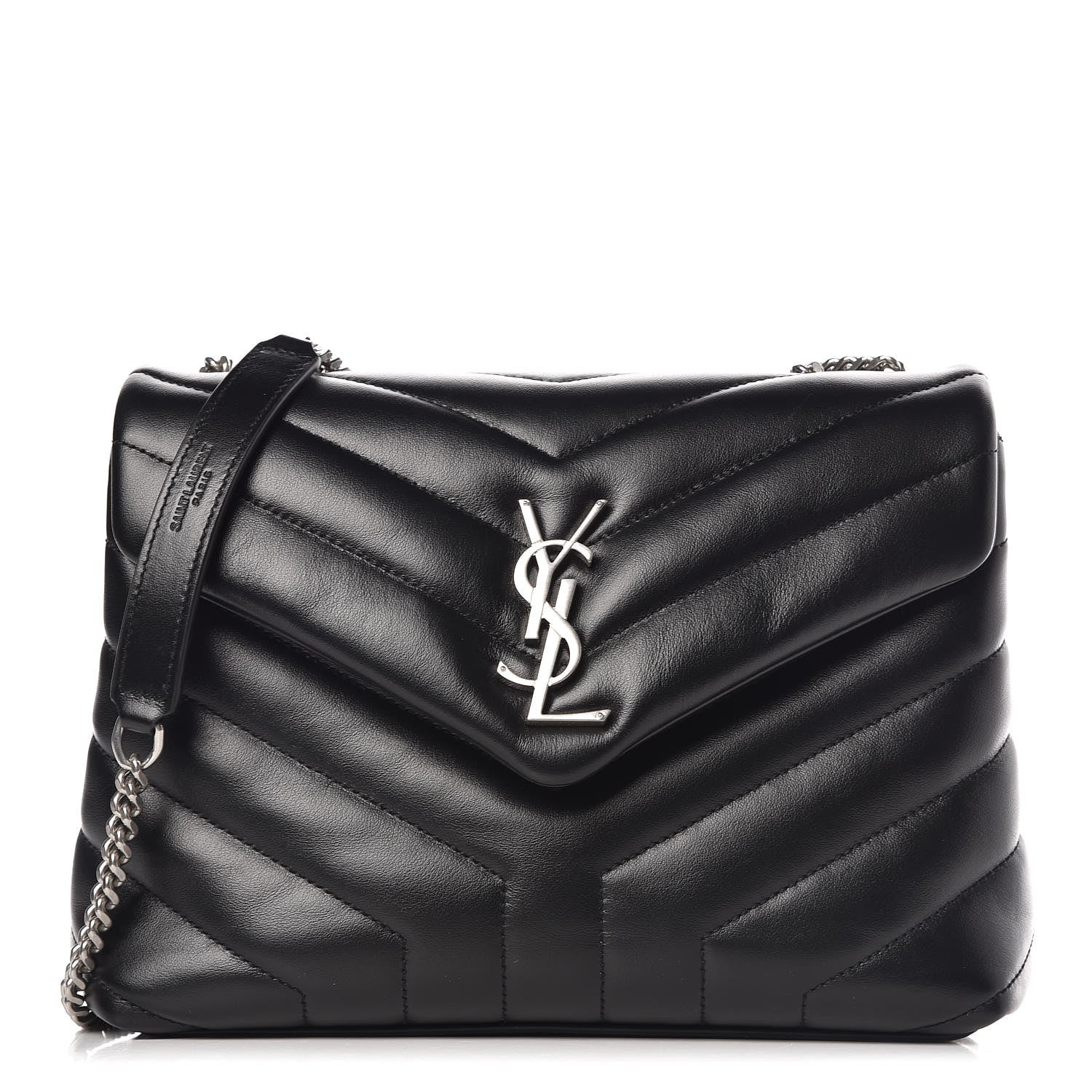 Saint Laurent Calfskin Y Quilted Monogram Small Loulou Chain Satchel Black 1 of 9
