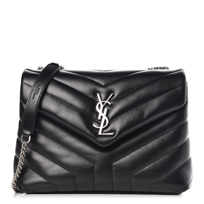 Saint Laurent Calfskin Y Quilted Monogram Small Loulou Chain Satchel Black 1 of 9